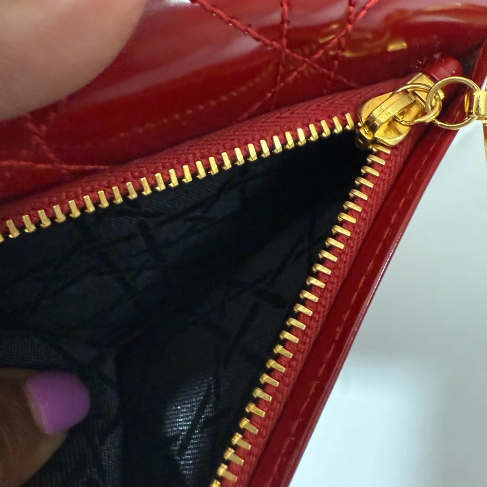 Lady Dior Burgundy Quilted Wallet